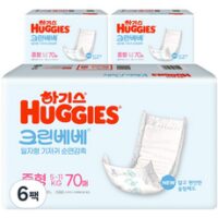 하기스 NEW 크린베베 일자형 기저귀 유아용 중형 3단계(5~11kg), 420개