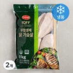 냉동닭가슴살 BEST 7가지 선정, 한강식품 IQFF 무항생제 인증 닭가슴살 (냉동), 1kg, 2개