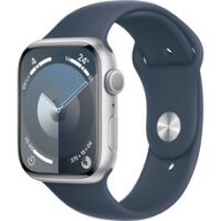 Apple 애플워치 9 GPS, 45mm, 실버 / 스톰 블루 스포츠 밴드, S/M