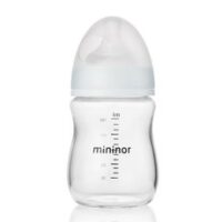 미니노어 스마트 유리젖병 160ml + 젖꼭지, 1단계, 투명