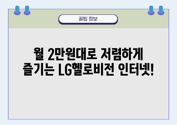 자취생 필수! LG 헬로비전 무약정 인터넷 요금제 추천 가이드 | 저렴하고 빠른 인터넷, 혜택 비교