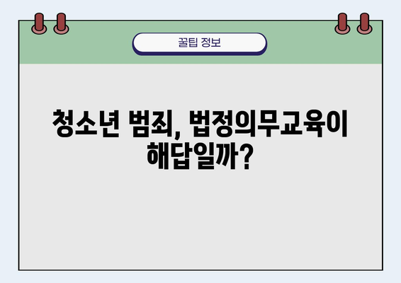 청소년 사법 제도 개선| 법정의무교육, 효과적인 대안인가? | 청소년 범죄, 재범 방지, 교육 프로그램