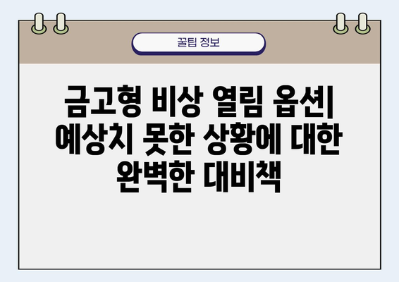 금고형 비상 열림 옵션| 긴급 상황 대비, 안전한 해결책 | 금고, 비상 열림, 안전, 보안, 긴급